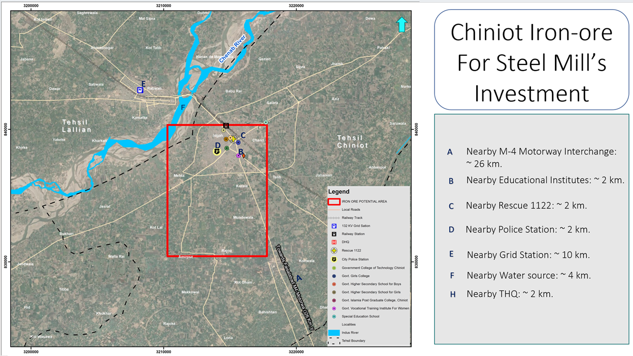 Chiniot Iron Ore Project Location Map